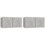 Ensemble de meubles TV 4 pcs Gris béton Bois d'ingénierie – Image 2