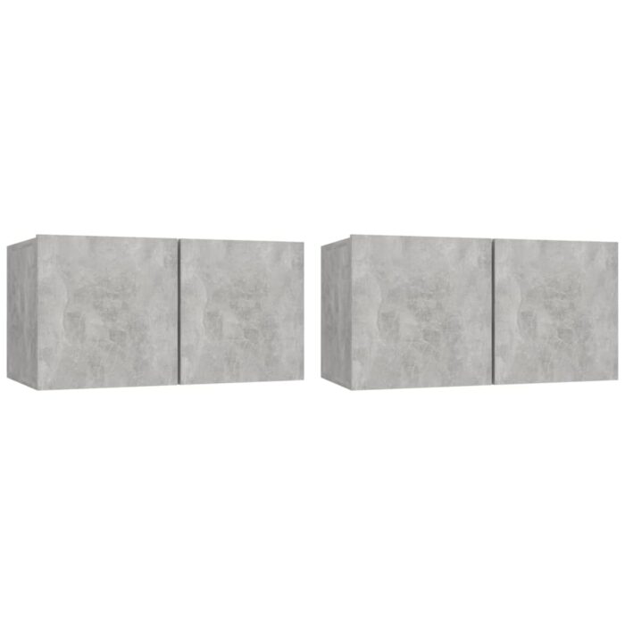 Ensemble de meubles TV 4 pcs Gris béton Bois d'ingénierie – Image 2