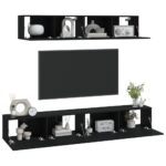 Ensemble de meubles TV 4 pcs Noir Bois d'ingénierie – Image 3