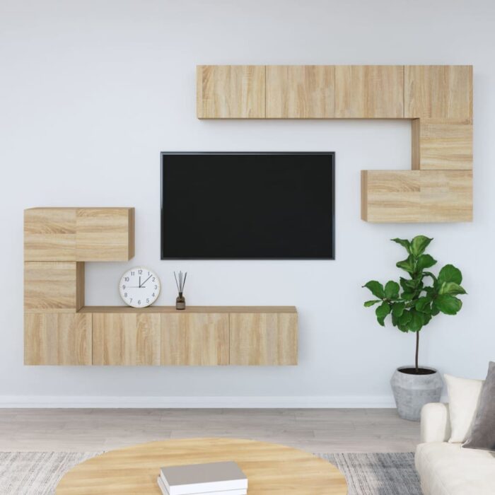 Meuble TV mural Chêne sonoma Bois d'ingénierie – Image 1
