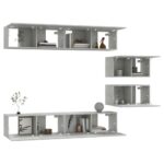 Ensemble de meubles TV 6 pcs Gris béton Bois d'ingénierie – Image 2