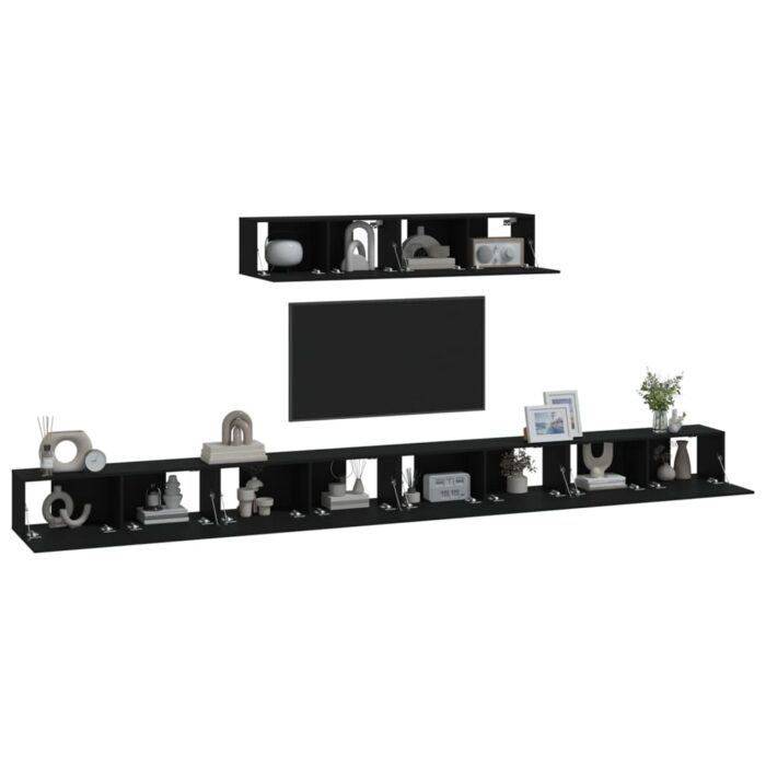 Ensemble de meubles TV 6 pcs Noir Bois d'ingénierie – Image 4