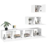 Ensemble de meubles TV 4 pcs Blanc Bois d'ingénierie – Image 2