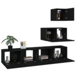 Ensemble de meubles TV 4 pcs Noir Bois d'ingénierie – Image 2