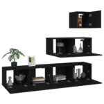 Ensemble de meubles TV 4 pcs Noir Bois d'ingénierie – Image 2
