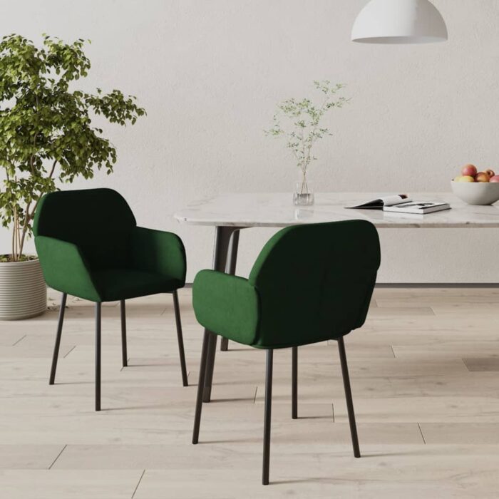 VXL8720287108115_m_en_hd_1.jpg Chaises à manger lot de 2 Vert foncé Velours – Image 1