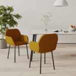 Chaises à manger lot de 2 Marron Velours
