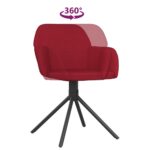Chaises pivotantes à manger lot de 2 Rouge bordeaux Velours – Image 5
