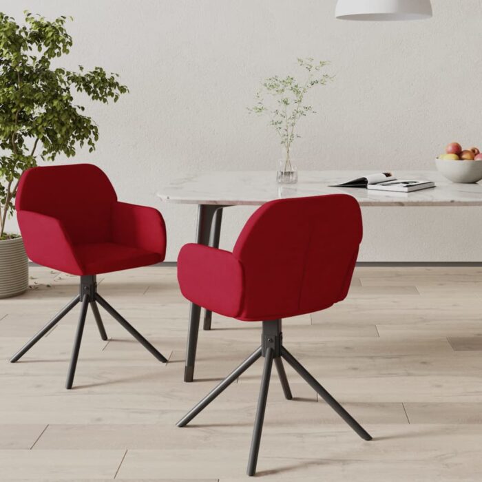 VXL8720287108535_m_en_hd_1.jpg Chaises pivotantes à manger lot de 2 Rouge bordeaux Velours – Image 1