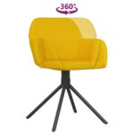 Chaises pivotantes à manger lot de 2 Jaune Velours – Image 5