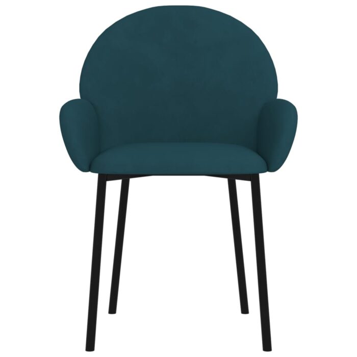 Chaises à manger lot de 2 Bleu Velours – Image 2