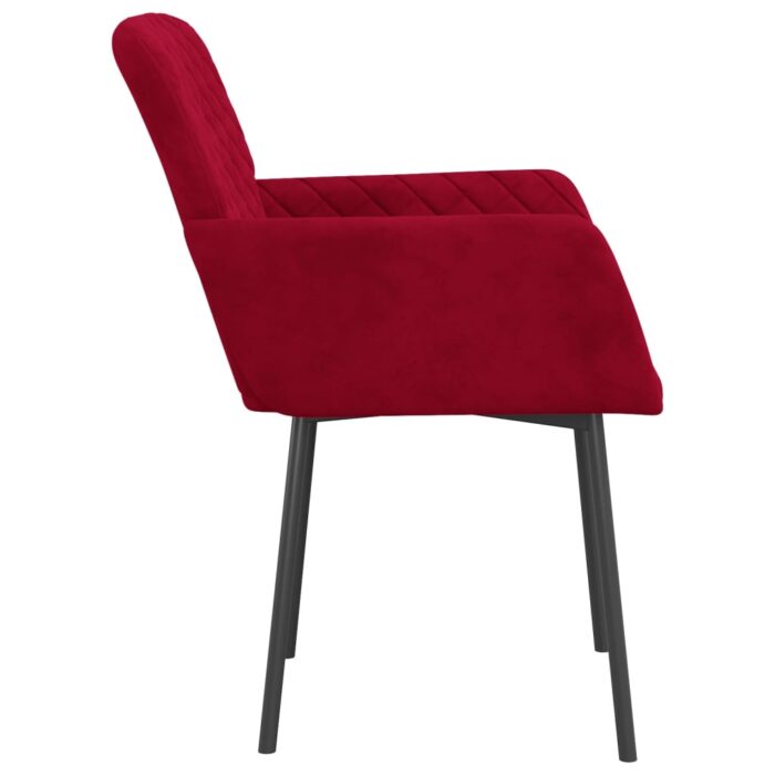 Chaises à manger lot de 2 Rouge bordeaux Velours – Image 3