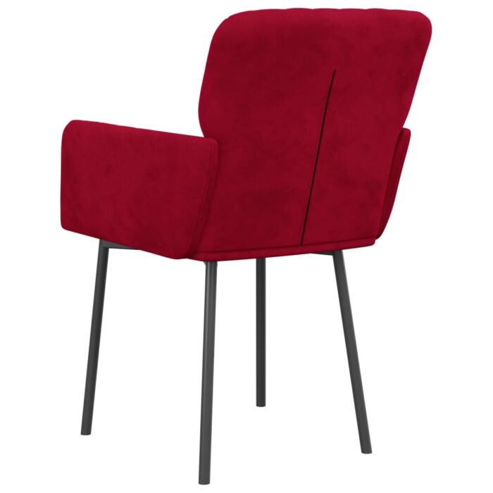 Chaises à manger lot de 2 Rouge bordeaux Velours – Image 4