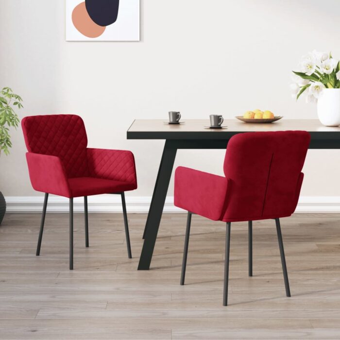 VXL8720287108924_m_en_hd_1.jpg Chaises à manger lot de 2 Rouge bordeaux Velours – Image 1