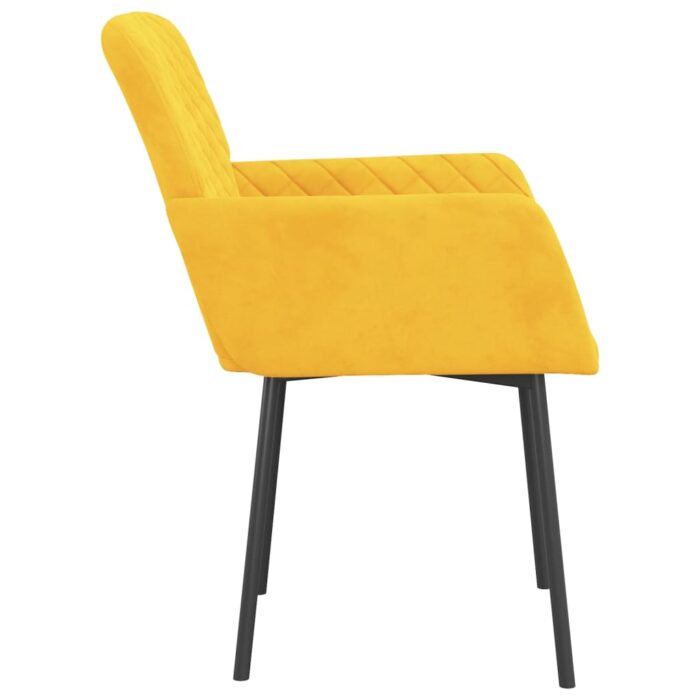 Chaises à manger lot de 2 Jaune Velours – Image 3