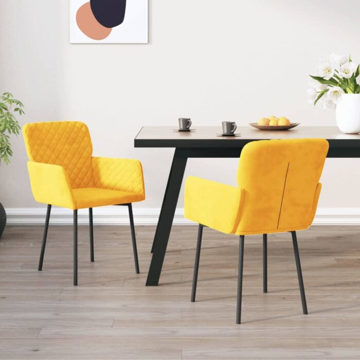 VXL8720287108948_m_en_hd_1.jpg Chaises à manger lot de 2 Jaune Velours – Image 1