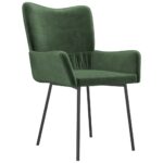 Chaises à manger lot de 2 Vert foncé Velours – Image 2