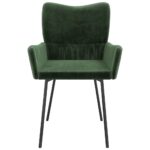 Chaises à manger lot de 2 Vert foncé Velours – Image 3