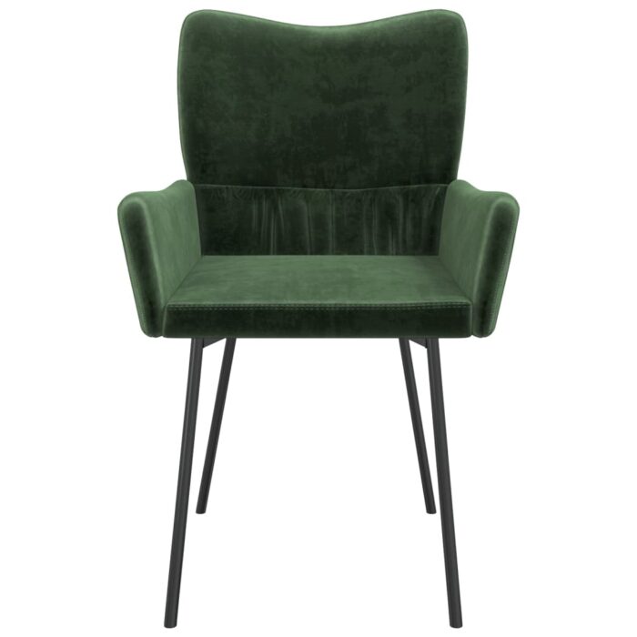 Chaises à manger lot de 2 Vert foncé Velours – Image 3