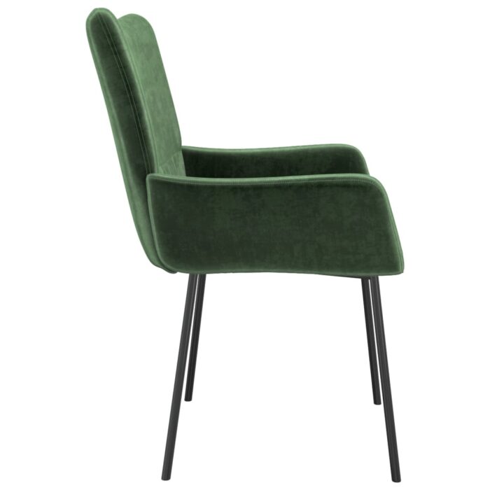 Chaises à manger lot de 2 Vert foncé Velours – Image 4