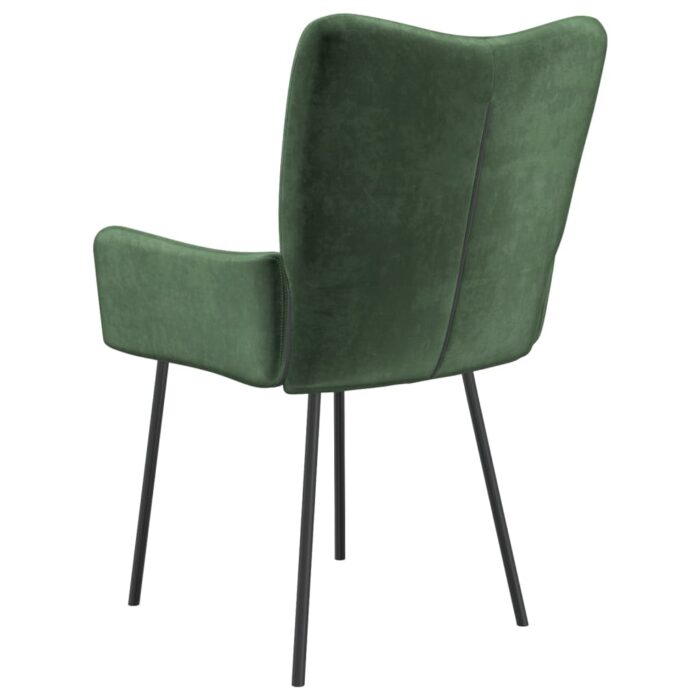 Chaises à manger lot de 2 Vert foncé Velours – Image 6
