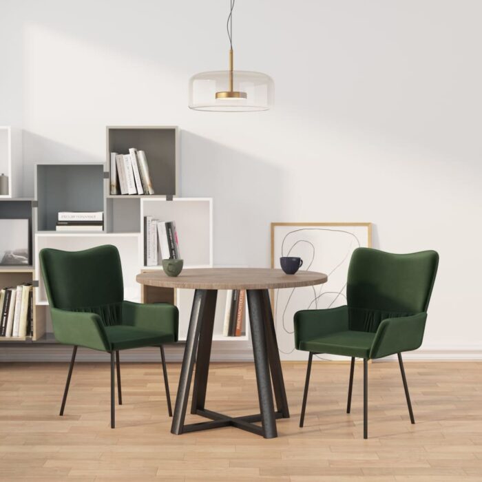 VXL8720287109082_m_en_hd_1.jpg Chaises à manger lot de 2 Vert foncé Velours – Image 1