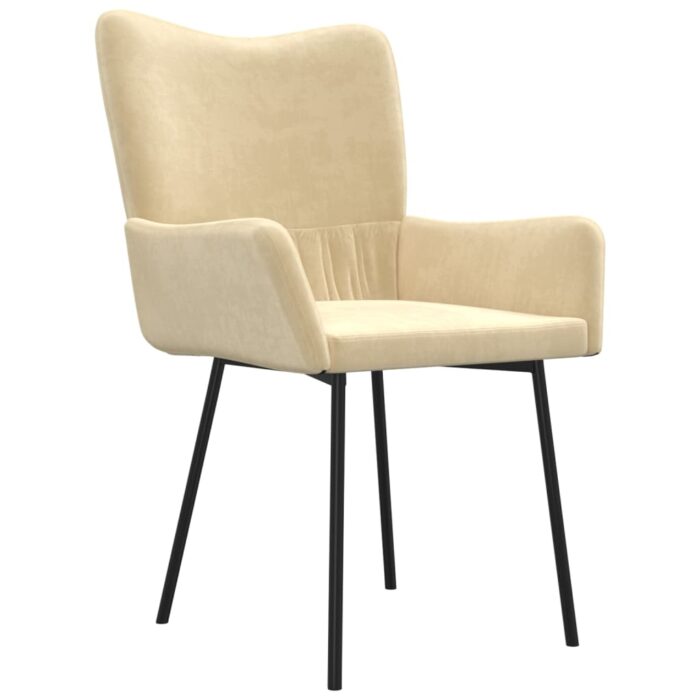 Chaises à manger lot de 2 Crème Velours – Image 2