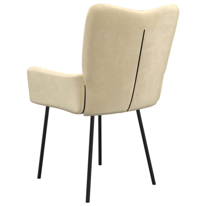 Chaises à manger lot de 2 Crème Velours – Image 6