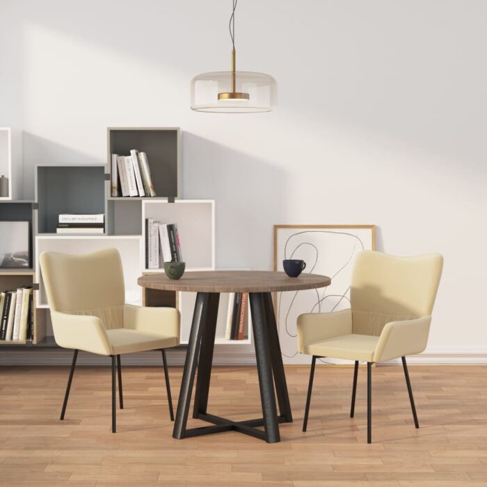 Chaises à manger lot de 2 Crème Velours – Image 1