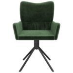Chaises pivotantes à manger lot de 2 Vert foncé Velours – Image 3