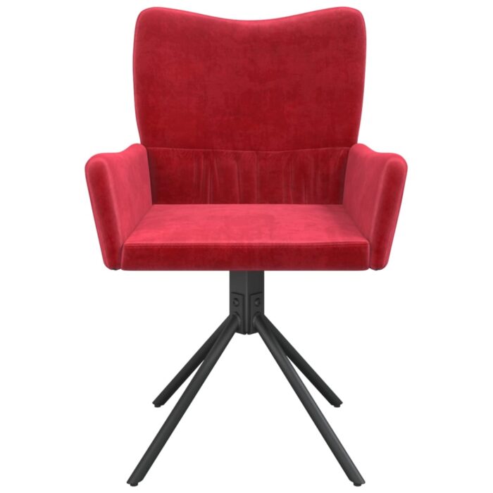 Chaises pivotantes à manger lot de 2 Rouge bordeaux Velours – Image 3