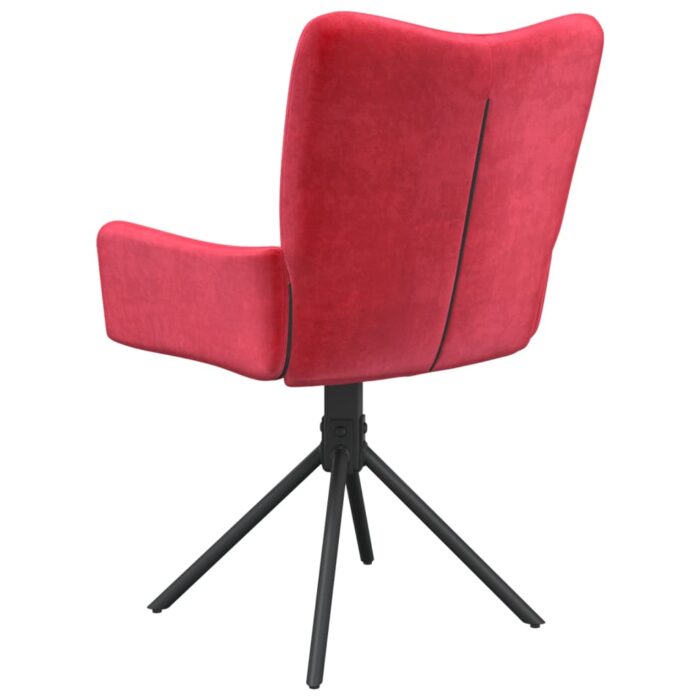 Chaises pivotantes à manger lot de 2 Rouge bordeaux Velours – Image 6