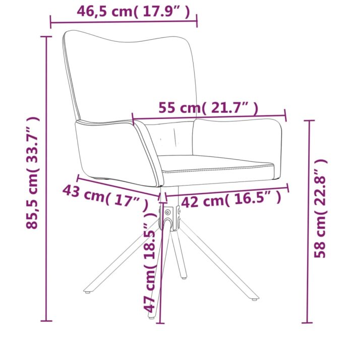Chaises pivotantes à manger lot de 2 Rouge bordeaux Velours – Image 8