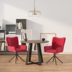 Chaises pivotantes à manger lot de 2 Rouge bordeaux Velours