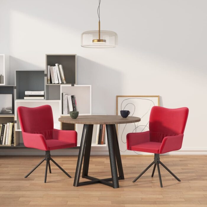 VXL8720287109228_m_en_hd_1.jpg Chaises pivotantes à manger lot de 2 Rouge bordeaux Velours – Image 1
