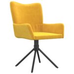 Chaises pivotantes à manger lot de 2 Jaune Velours – Image 2