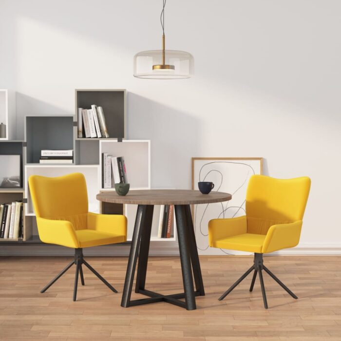 VXL8720287109242_m_en_hd_1.jpg Chaises pivotantes à manger lot de 2 Jaune Velours – Image 1