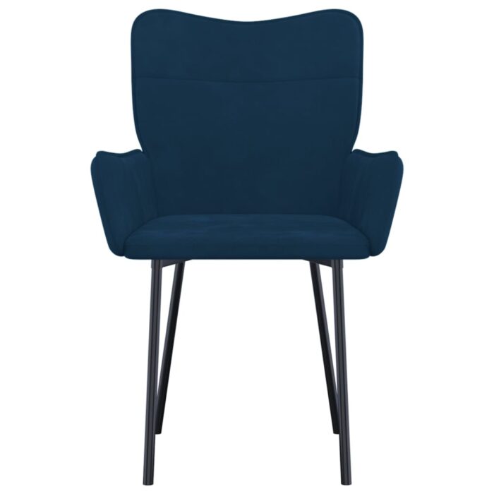 Chaises à manger lot de 2 Bleu Velours – Image 2