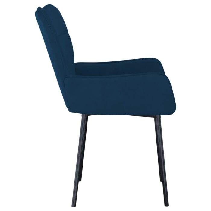 Chaises à manger lot de 2 Bleu Velours – Image 3