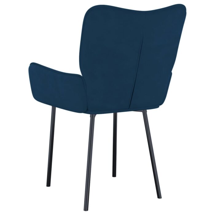 Chaises à manger lot de 2 Bleu Velours – Image 4