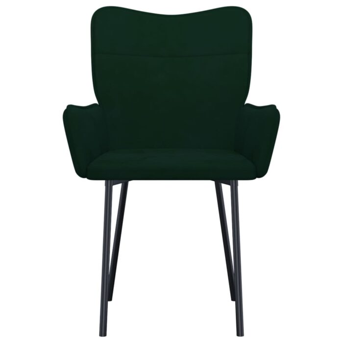Chaises à manger lot de 2 Vert foncé Velours – Image 2