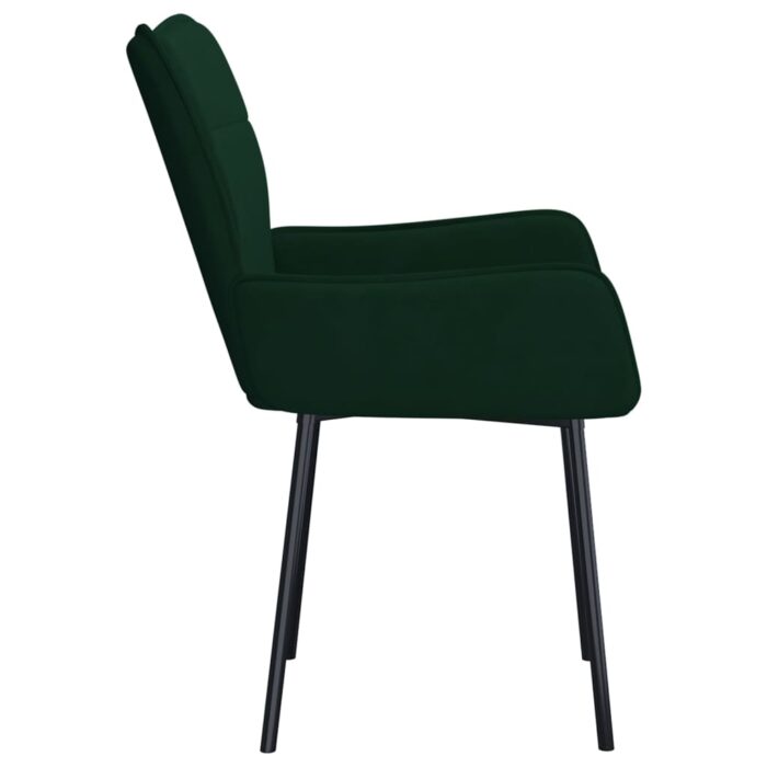 Chaises à manger lot de 2 Vert foncé Velours – Image 3