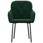 Chaises à manger lot de 2 Vert foncé Velours – Image 2
