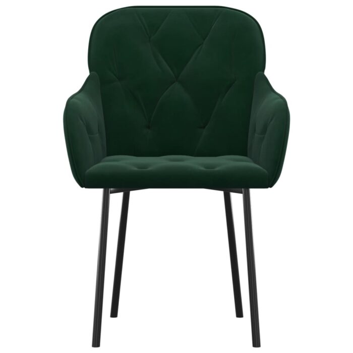 Chaises à manger lot de 2 Vert foncé Velours – Image 2