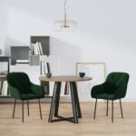 Chaises à manger lot de 2 Vert foncé Velours