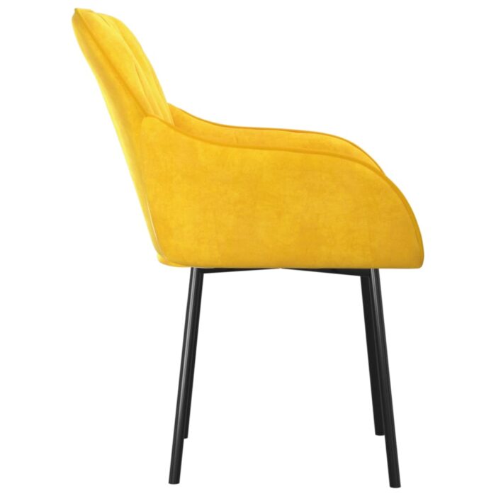 Chaises à manger lot de 2 Jaune Velours – Image 3