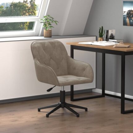 Chaise pivotante de bureau Gris clair Velours