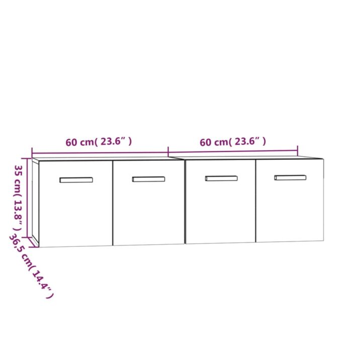 Armoires murales 2 pcs Sonoma gris 60x36,5x35 cm Bois – Image 6