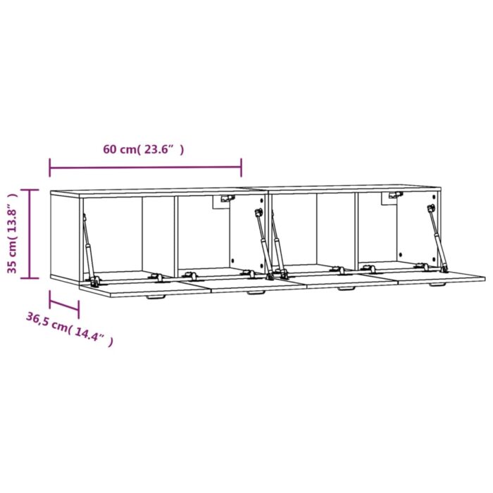 Armoires murales 2pcs Chêne brun 60x36,5x35cm Bois d'ingénierie – Image 6