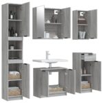 Meubles de salle de bain 5 pcs Sonoma gris Bois d'ingénierie – Image 2